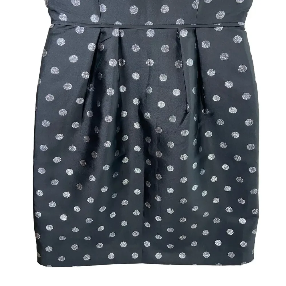 J. Crew Silver Polka Dot Bubble Skirt Dress Womens 2 Metallic Classy Chic Preppy